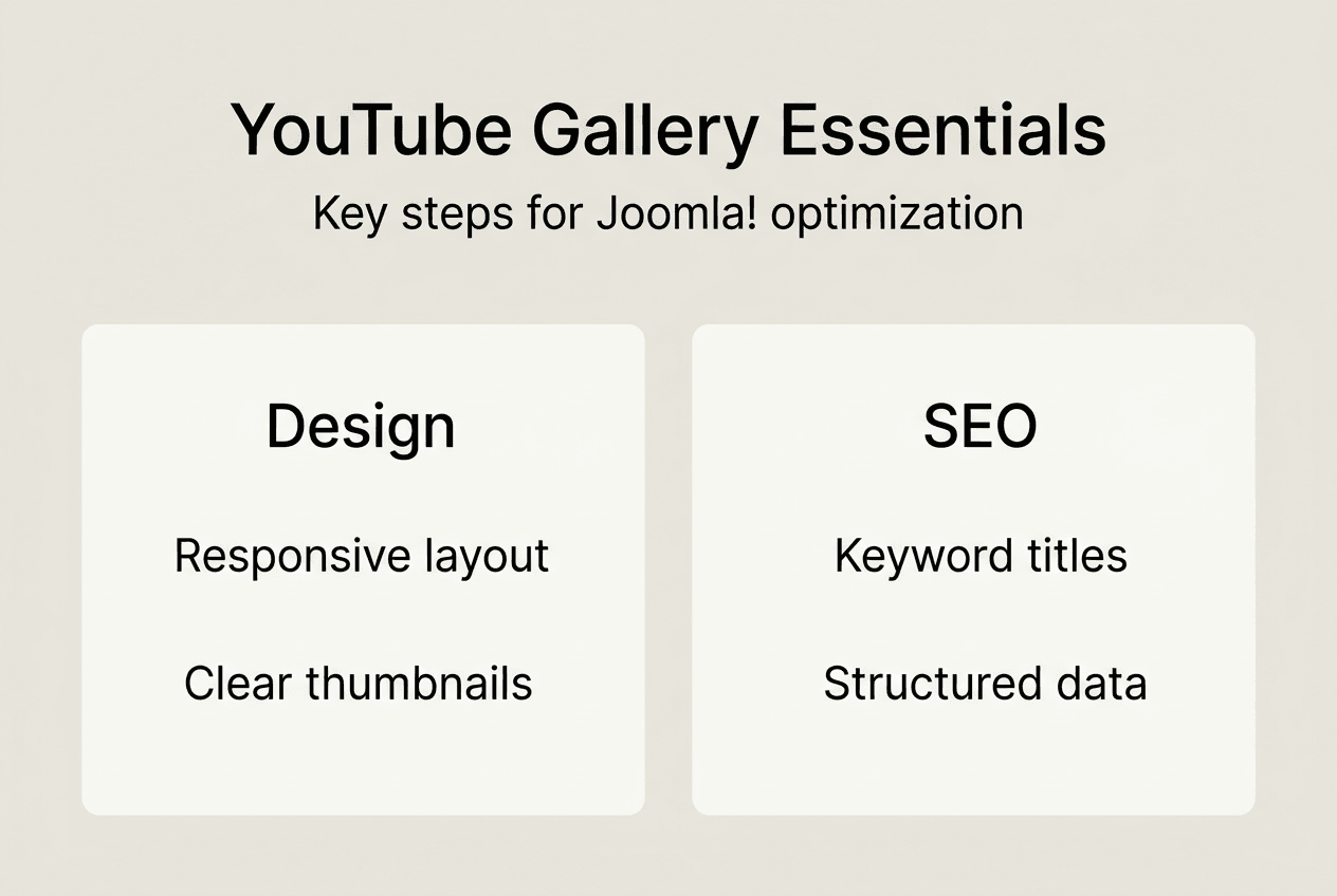 Infographic of Joomla YouTube gallery best practices