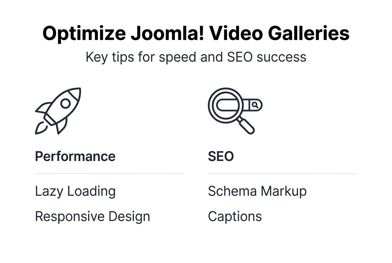 Infographic showing video gallery optimization tips