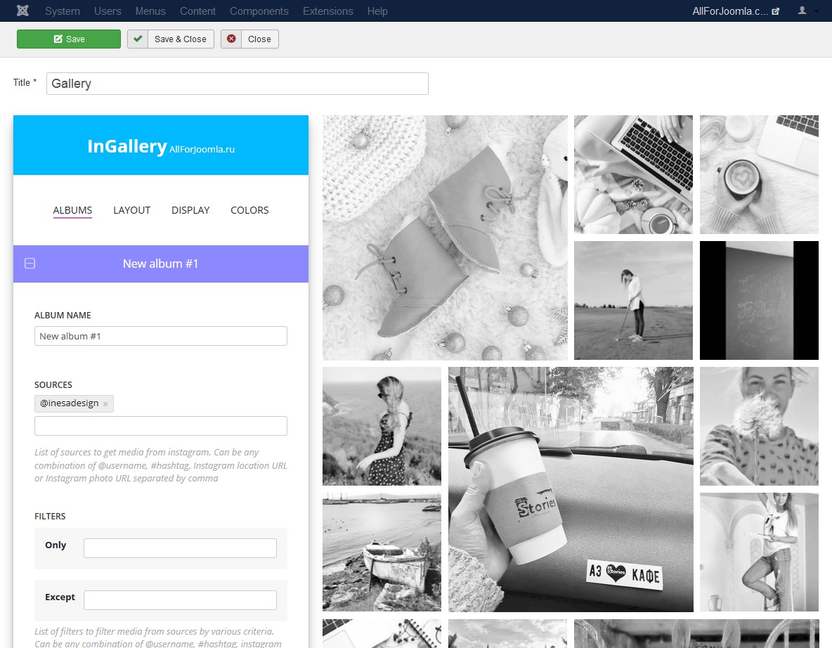 create Instagram feed/gallery on Joomla website