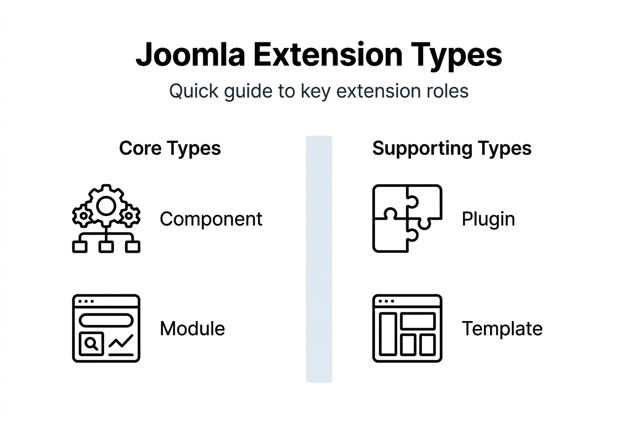 Infographic showing Joomla extension type comparison