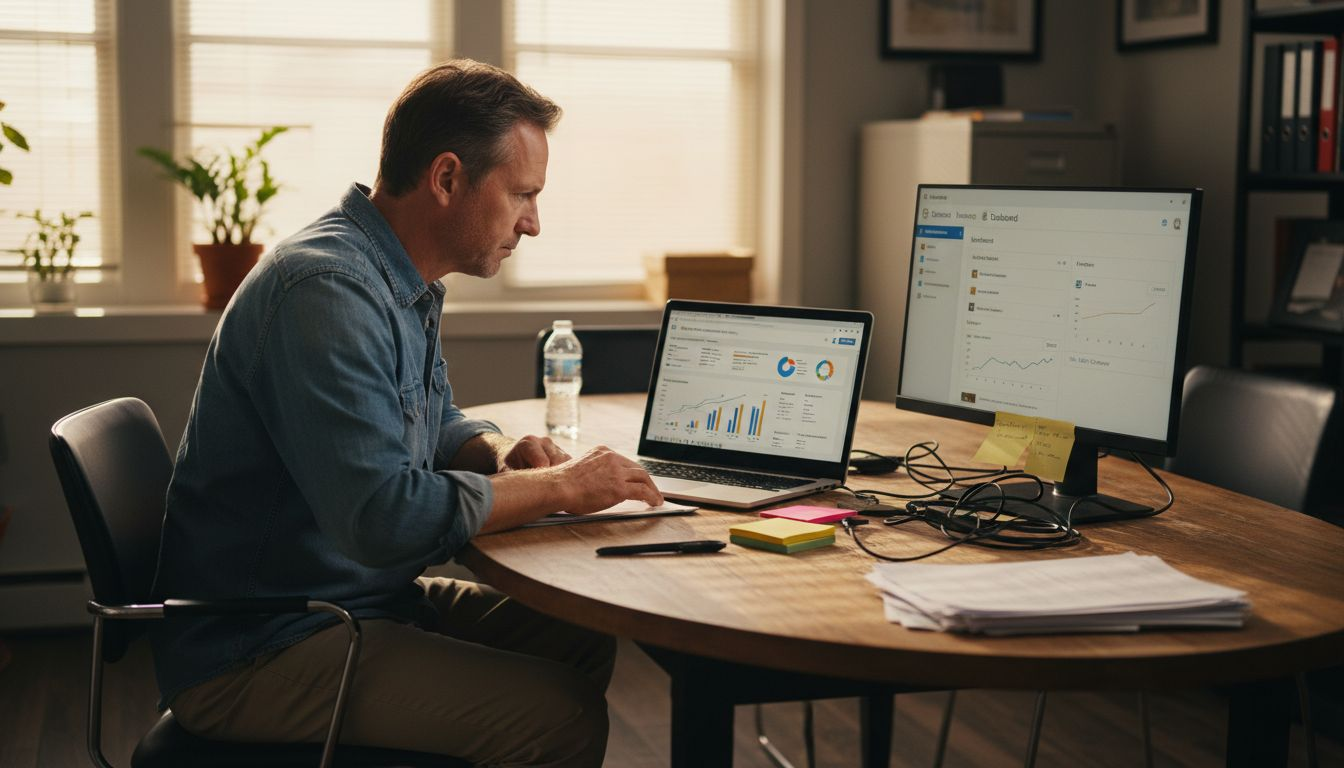 Man comparing Google Analytics with Joomla