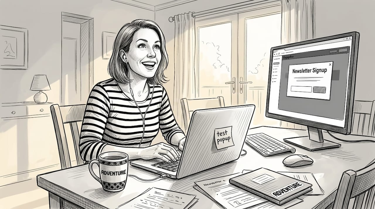 Marketer configures EngageBox popup on laptop