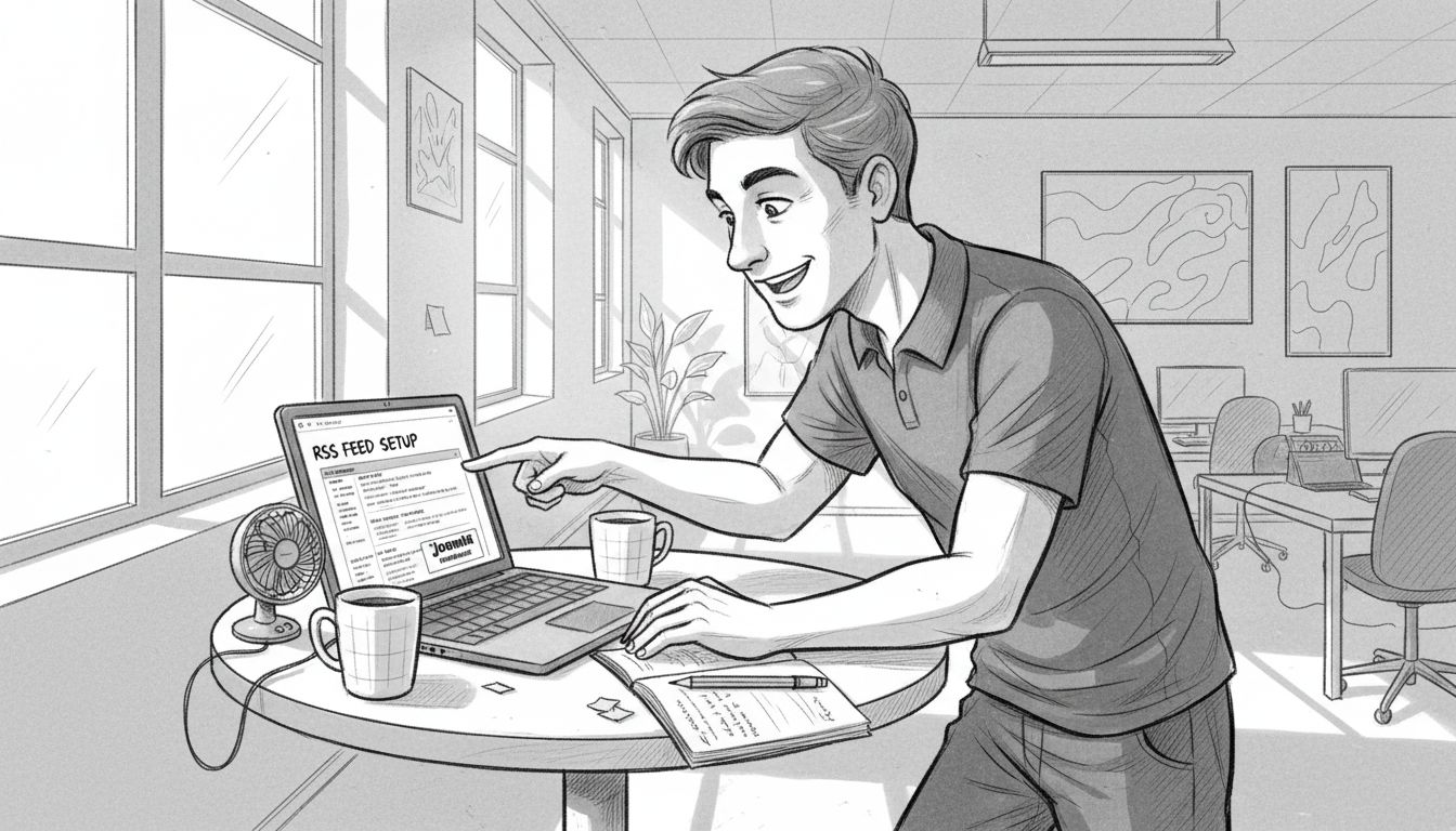 Technician setting up RSS feed in Joomla