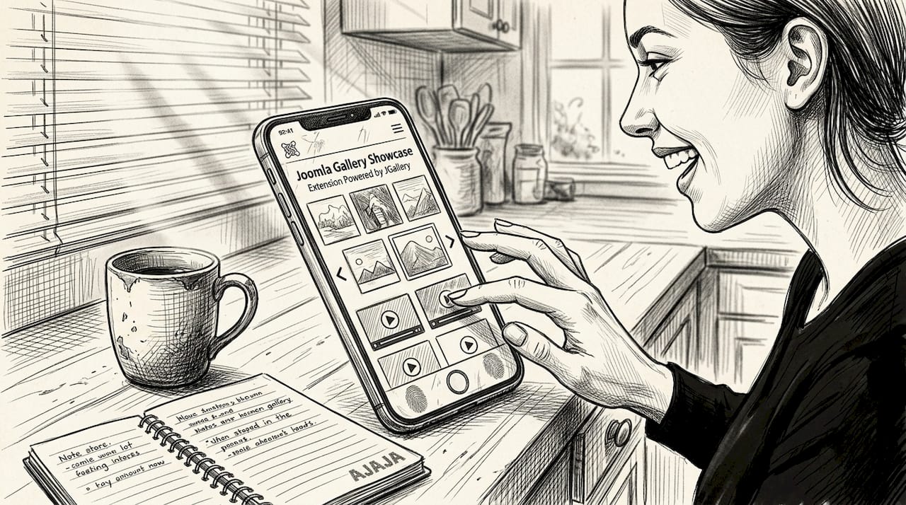 User interacting with Joomla gallery on phone