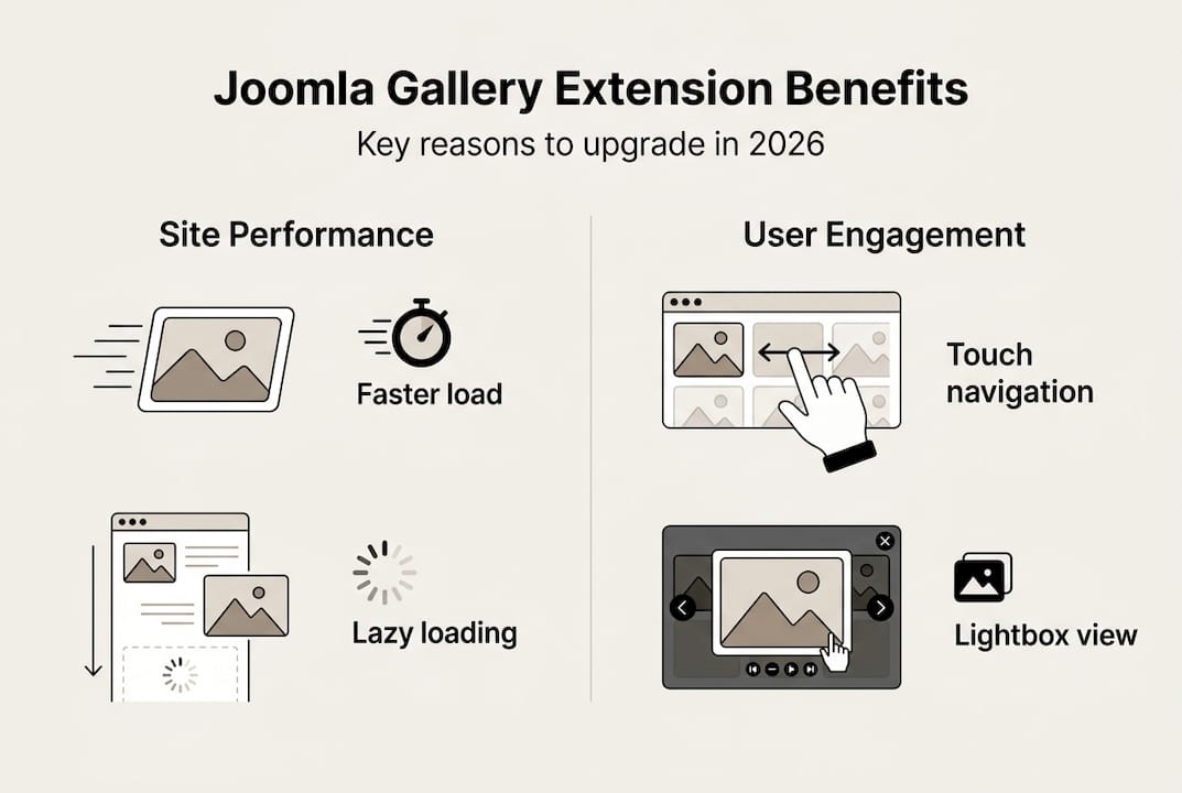 Infographic showing Joomla gallery extension benefits